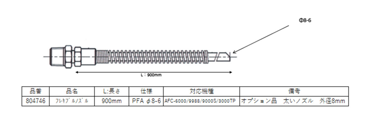 AFCシリーズ用】804746 ノズル組立【φ8×φ6×900mm】 | ヤマダプロダクツ